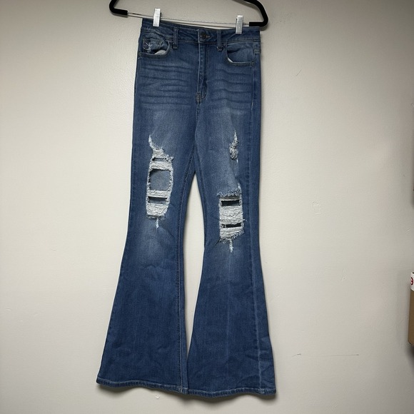 Cello‎ Blue Jeans Flare Distressed Womens Size 5 - Picture 1 of 8